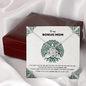 To My Bonus Mom Love Knot Necklace On Family Tree Message Card