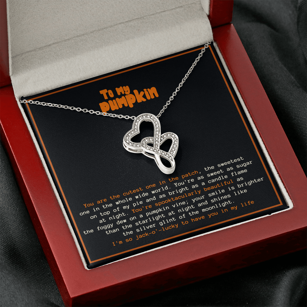 To My Pumpkin Double Hearts Chain Halloween Necklace, Birthday gift for girlfriend, wife, Daughter