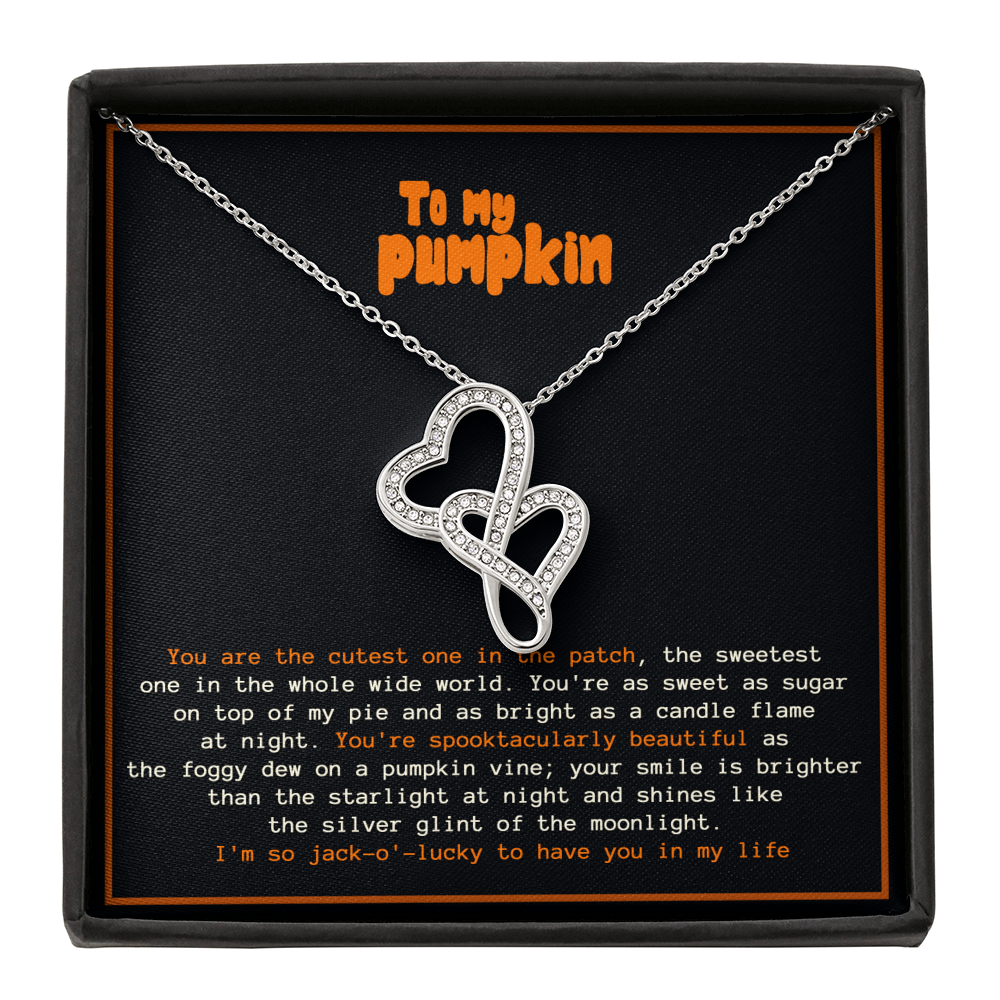 To My Pumpkin Double Hearts Chain Halloween Necklace, Birthday gift for girlfriend, wife, Daughter